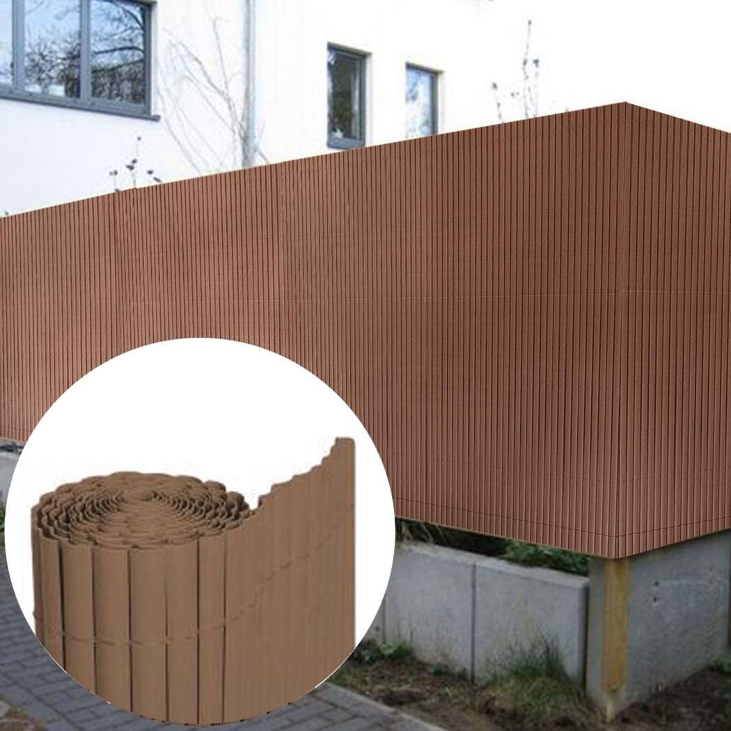 foto del prodotto trade shop recinzione giardino frangivista per balcone canniccio pvc marrone esterno 1x3 mt 