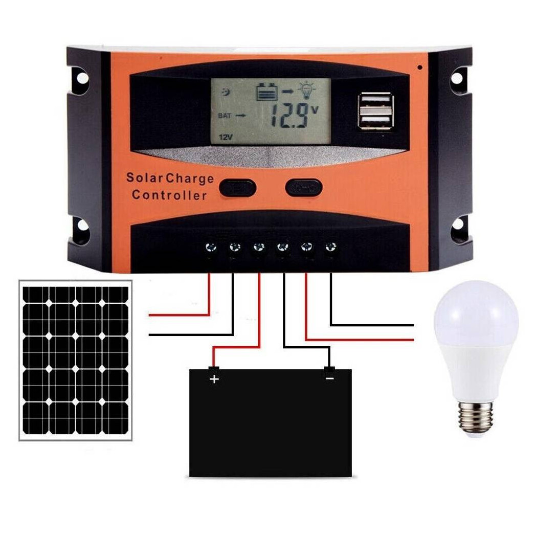 foto del prodotto trade shop regolatore di carica 20 a per pannello solare 12 24v display lcd usb ld2420c 