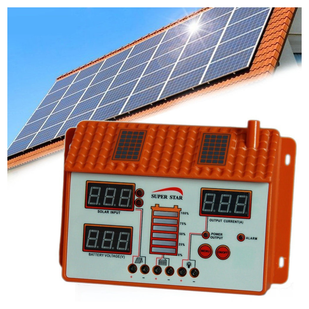 foto del prodotto trade shop regolatore di carica per pannello solare 12 24v 50 60a controller per ricarica 60 ampere 