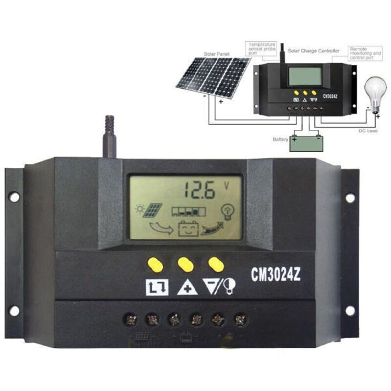 foto del prodotto trade shop regolatore di carica per pannello solare 12v 24v 10 20 30 40a ampere controller 30 ampere 