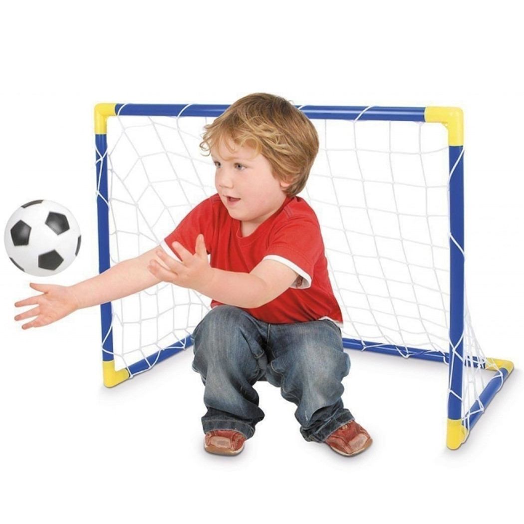 foto del prodotto trade shop rete da calcio calcetto porta 30x50cm goal soccer con palla bambini sport gioco 