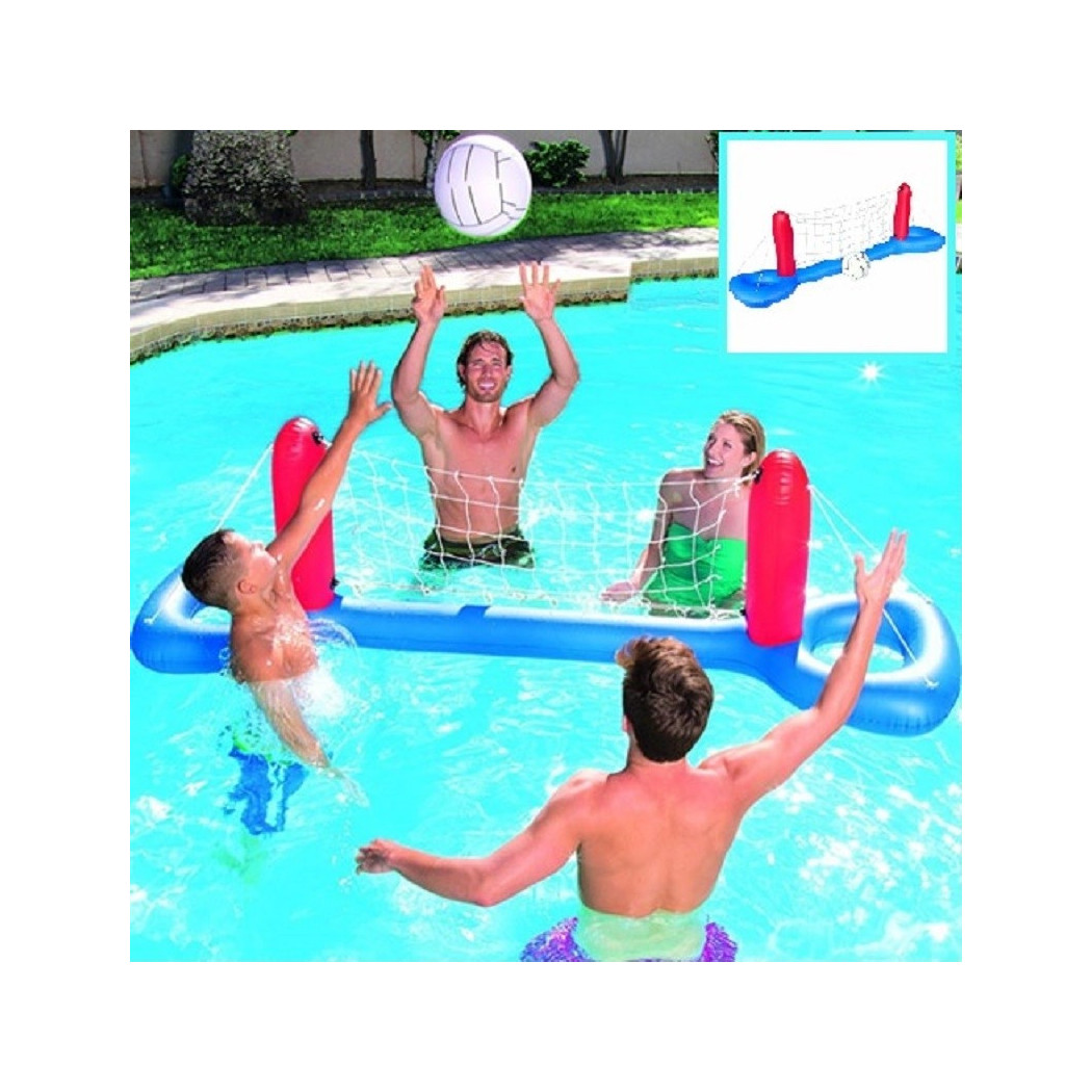 foto del prodotto trade shop rete pallavolo gonfiabile galleggiante con pallone 244 x 64 cm mare piscina 