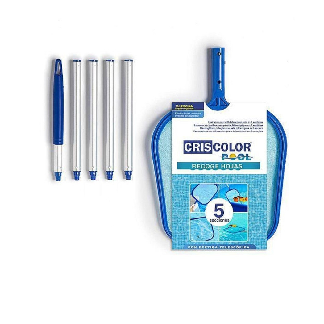 foto del prodotto trade shop retino piatto con asta telescopica 153 cm a 5 sezioni per pulizia piscina 42390 