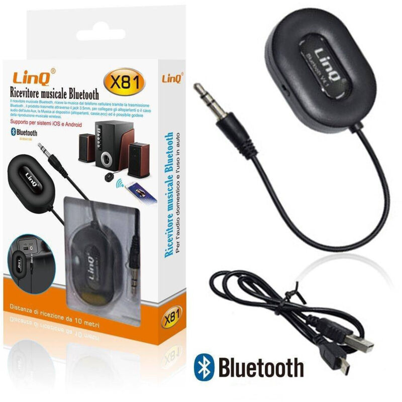 foto del prodotto trade shop ricevitore musicale bluetooth x81 per auto speaker aux jack vivavoce wireless 3,5mm 
