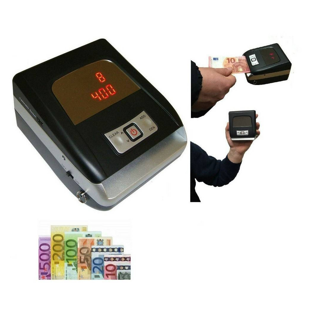 foto del prodotto trade shop rilevatore banconote false money detector negozio portatile rileva soldi 