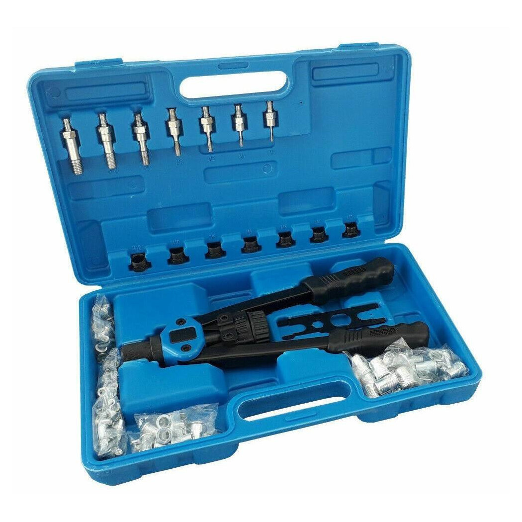 foto del prodotto trade shop rivettatrice per inserti rivetti filettati filetti m3 m4 m5 m6 m8 m10 m12 116pz 