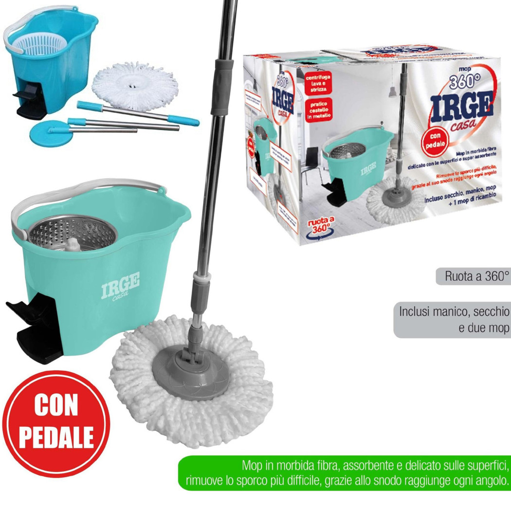 immagine 0 del prodotto trade shop rotating roto mop mocio rotante in microfibra con secchio strizzatore filtrante 