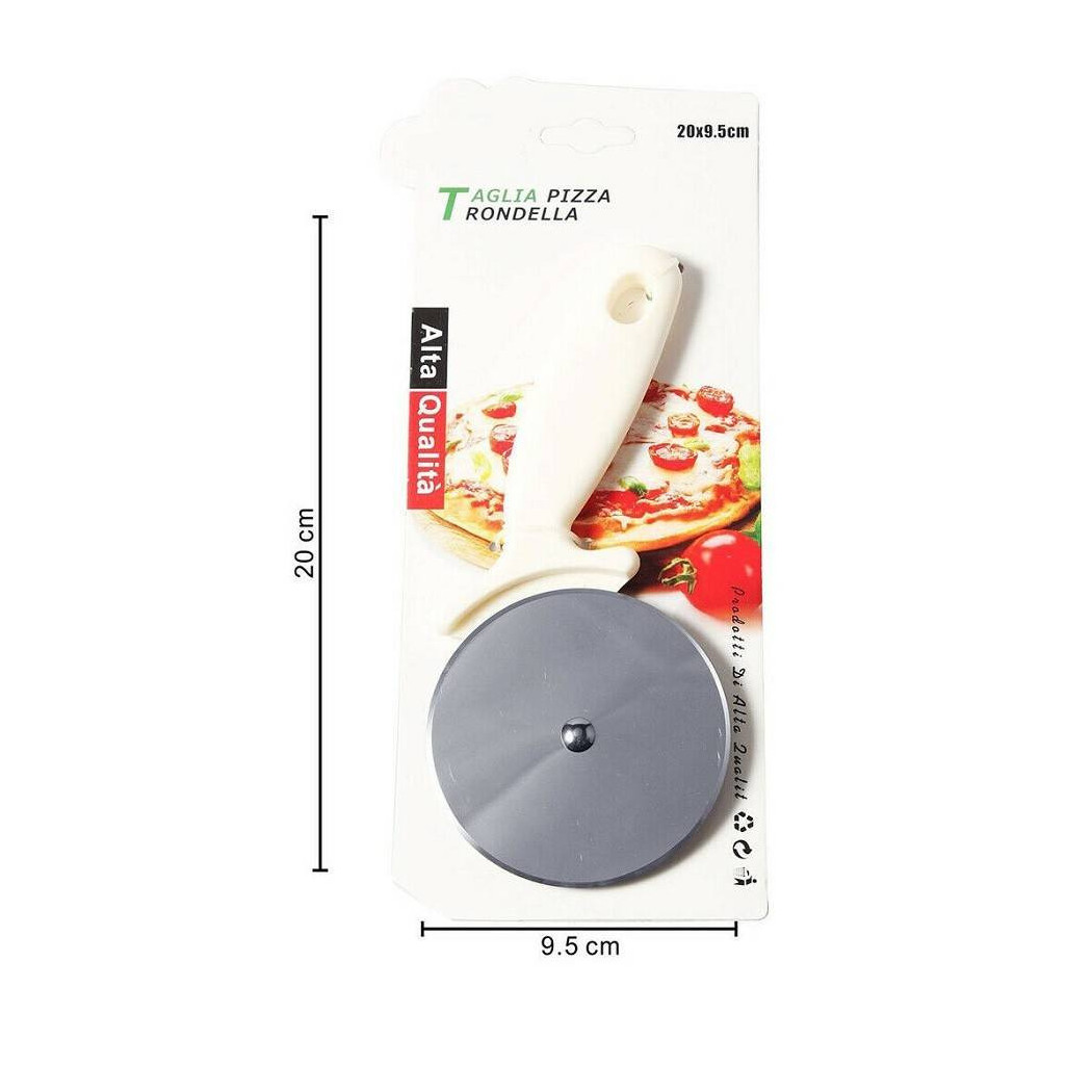 foto del prodotto trade shop rotella taglia pizza in acciaio coltello a ruota per cucina ristorante 20x9,5cm 