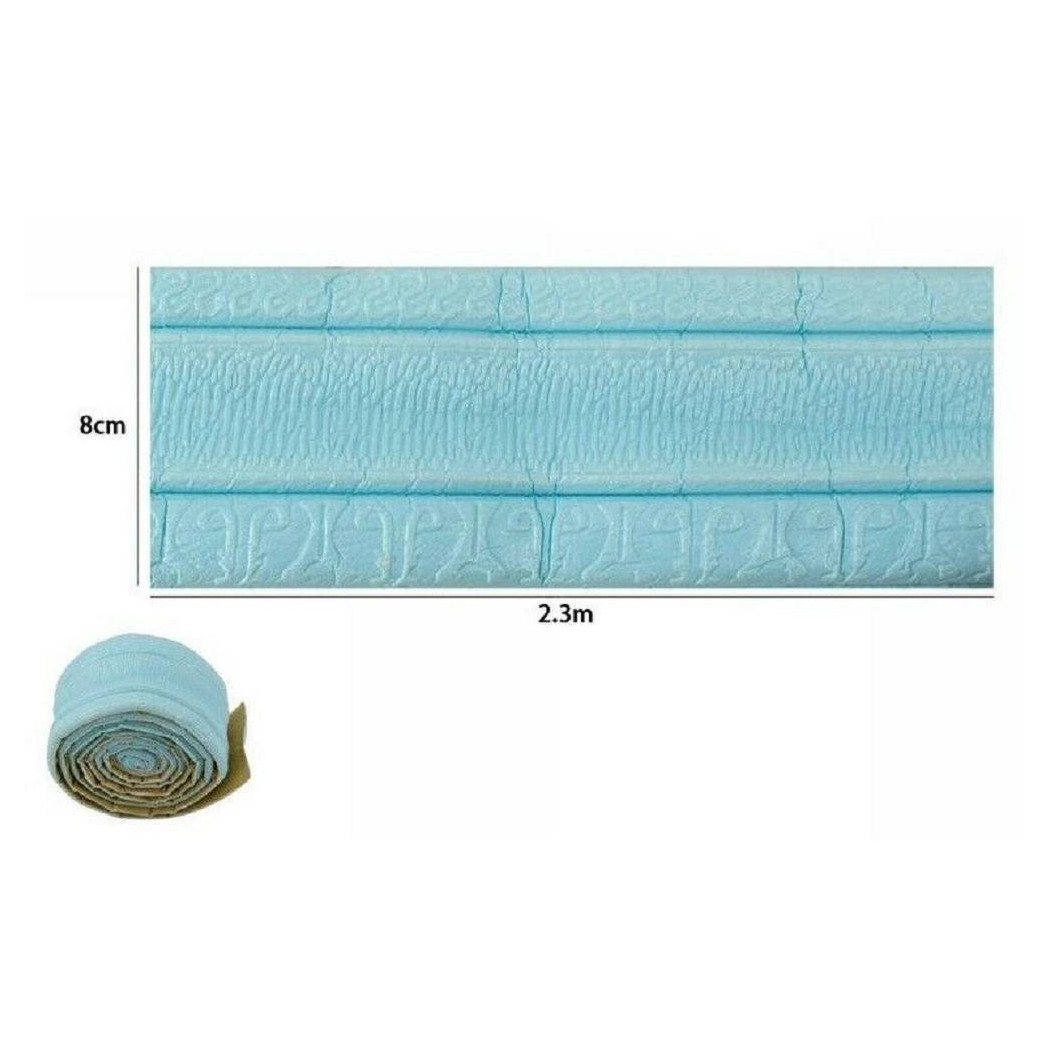 foto del prodotto trade shop rotolo carta adesiva per parati mobili greca stampa 3d azzurra 8cm x 2.3mt 69218 