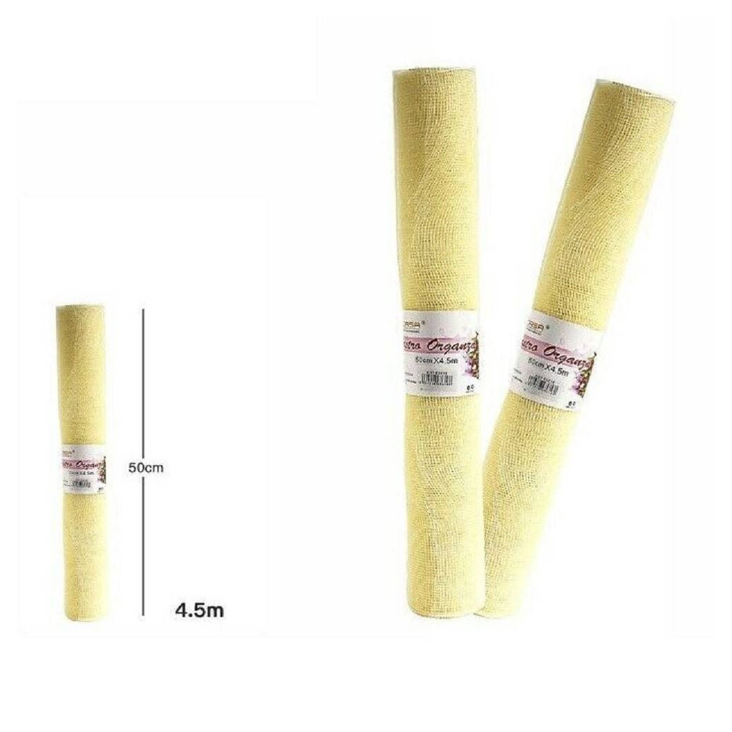 foto del prodotto trade shop rotolo nastro in organza giallo fiori bomboniere hobby misura 50cm x 4,5mt 63616 