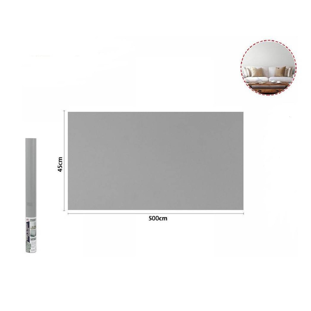 foto del prodotto trade shop rotolo pellicola adesiva grigia 45 cm x 5 metri per mobili carta da parati 71117 