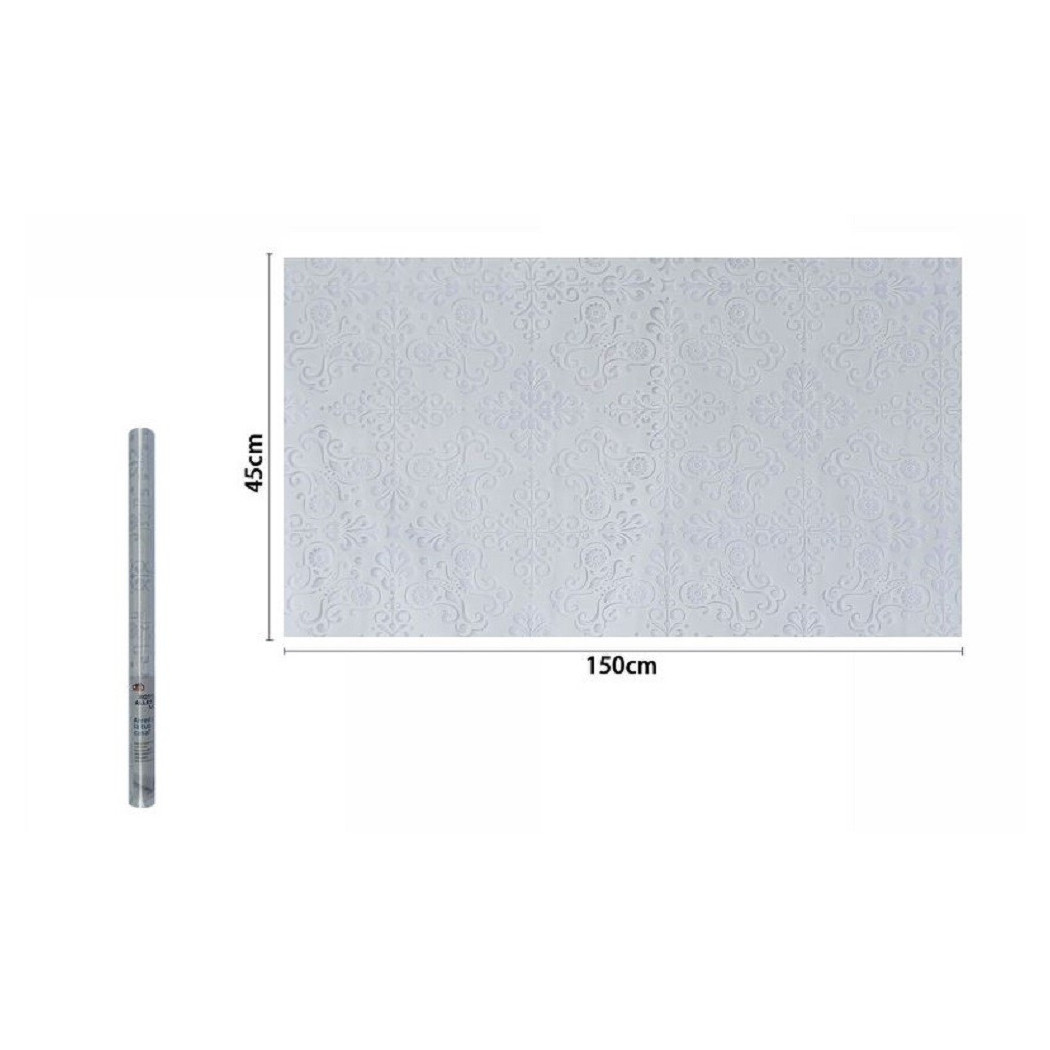 foto del prodotto trade shop rotolo pellicola adesiva per parete damascata bianca 45x150 cm parati casa 71296 