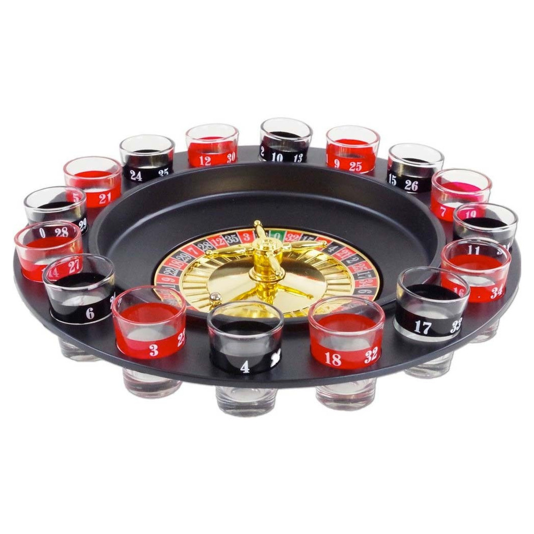foto del prodotto trade shop roulette alcolica gioco tavolo girevole gioco d 39 azzardo liquore 16 bicchierini 