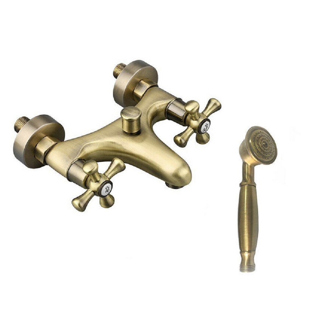 foto del prodotto trade shop rubinetto bagno vasca doccia miscelatore doppia manopola ottone bronzo satinato 