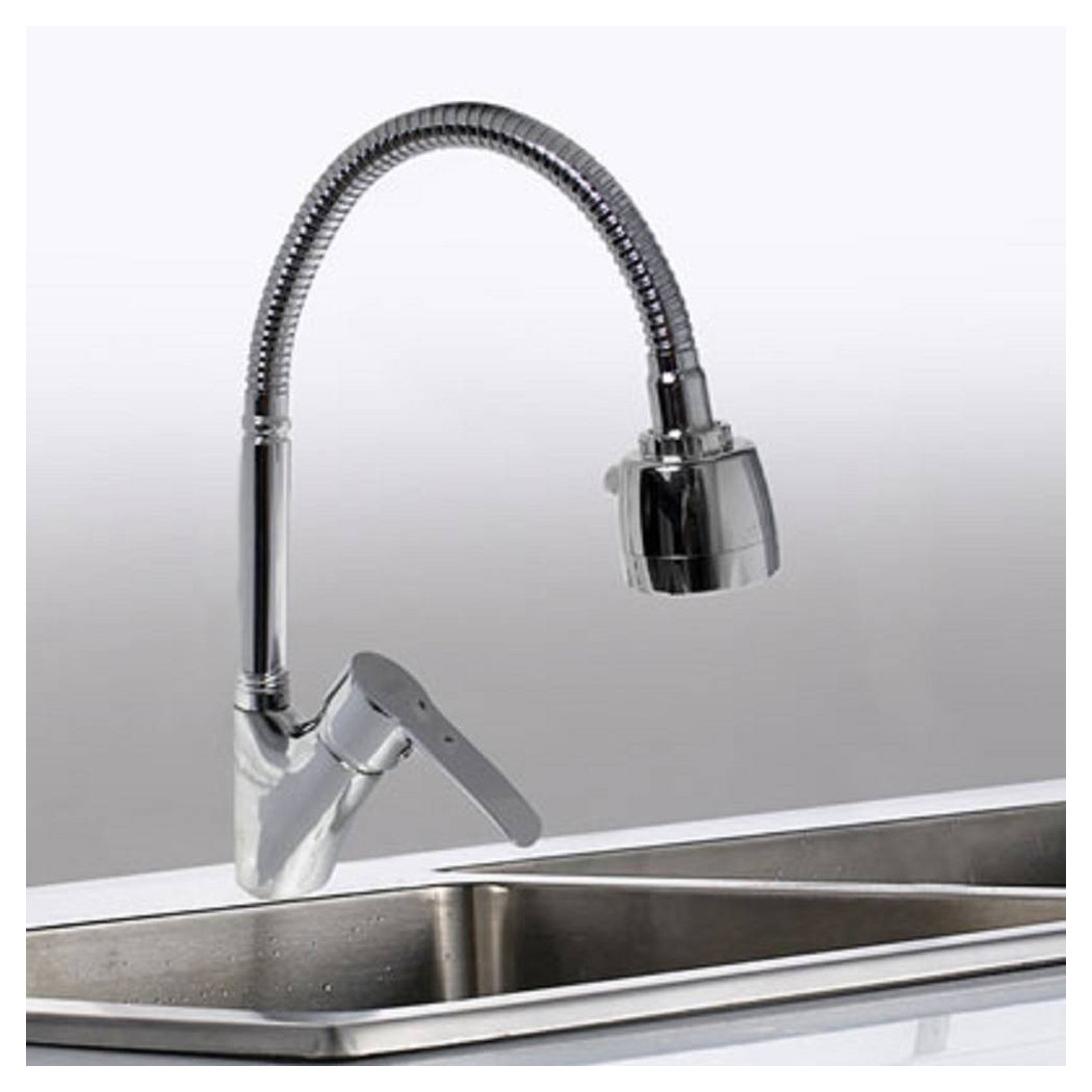 foto del prodotto trade shop rubinetto lavello cucina monocomando doccetta doppio getto ottone cromato 52342 