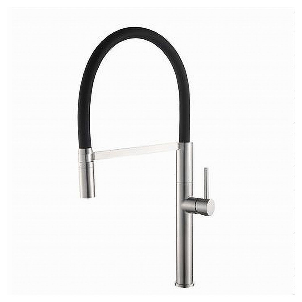 foto del prodotto trade shop rubinetto miscelatore cucina acciaio satinato nero flessibile monocomando 87350 