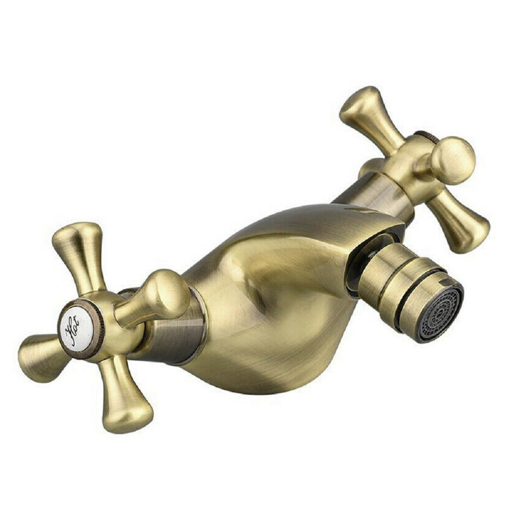foto del prodotto trade shop rubinetto per bagno bidet miscelatore doppia manopola in ottone bronzo satinato 