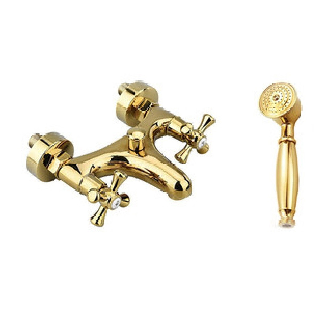 foto del prodotto trade shop rubinetto per bagno vasca doccia miscelatore doppia manopola in ottone oro lucido 