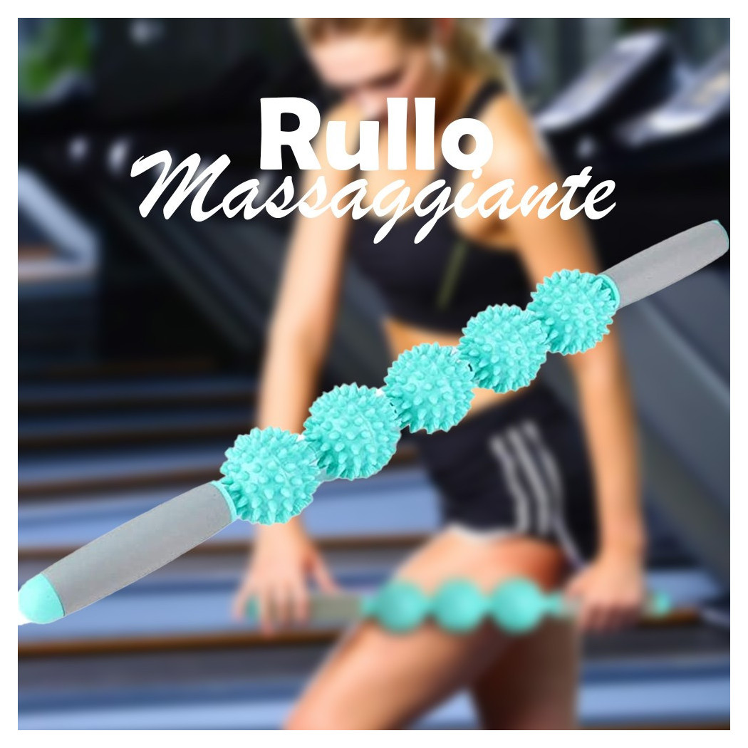 foto del prodotto trade shop rullo bastone massaggio muscolare 54cm per gambe, schiena, migliora circolazione 