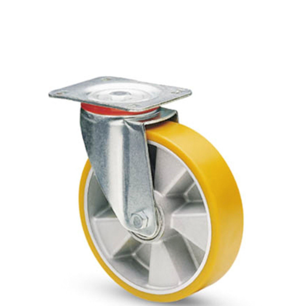 foto del prodotto trade shop ruota girevole con rivestimento in poliuretano avolan sh a 91 nucleo alluminio 200 mm 