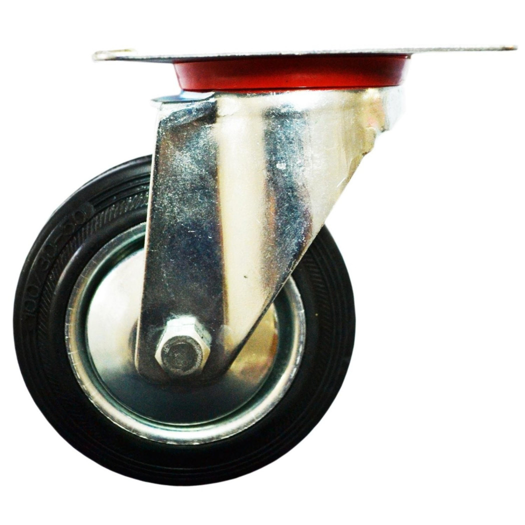 foto del prodotto trade shop ruota in gomma con piastra girevole avo flangia in acciaio ruote per carrelli 150 mm 