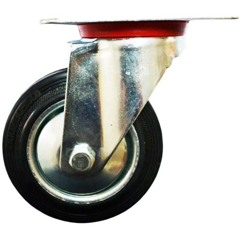 foto del prodotto trade shop ruota in gomma con piastra girevole avo flangia in acciaio ruote per carrelli 200 mm 