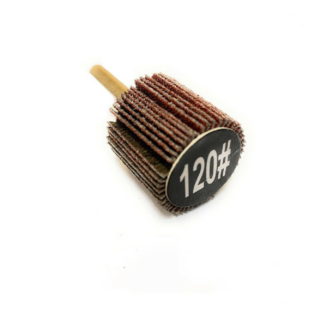 foto del prodotto trade shop ruota lamellare con carta abrasiva grana p120 25mm mola punta trapano levigare 