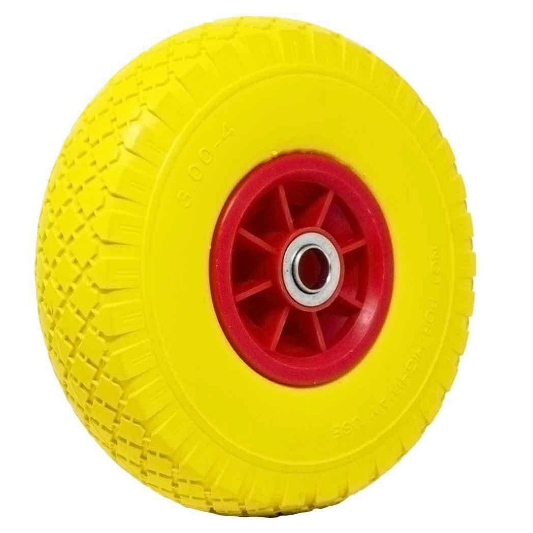 foto del prodotto trade shop ruota piena antiforatura pu gialla carrello carriola 25cm cerchio in plastica 