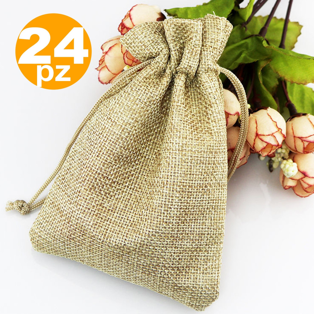 foto del prodotto trade shop sacchetti juta beige bomboniere portaconfetti segnaposto segnatavolo sacchettino 