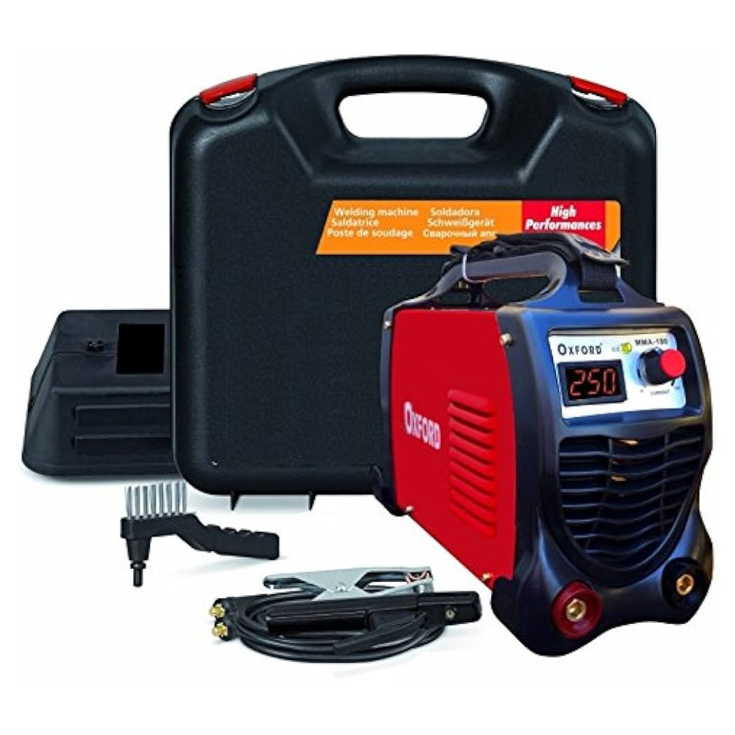 foto del prodotto trade shop saldatrice inverter ad elettrodo 250 ampere con accessori e display amperaggio 