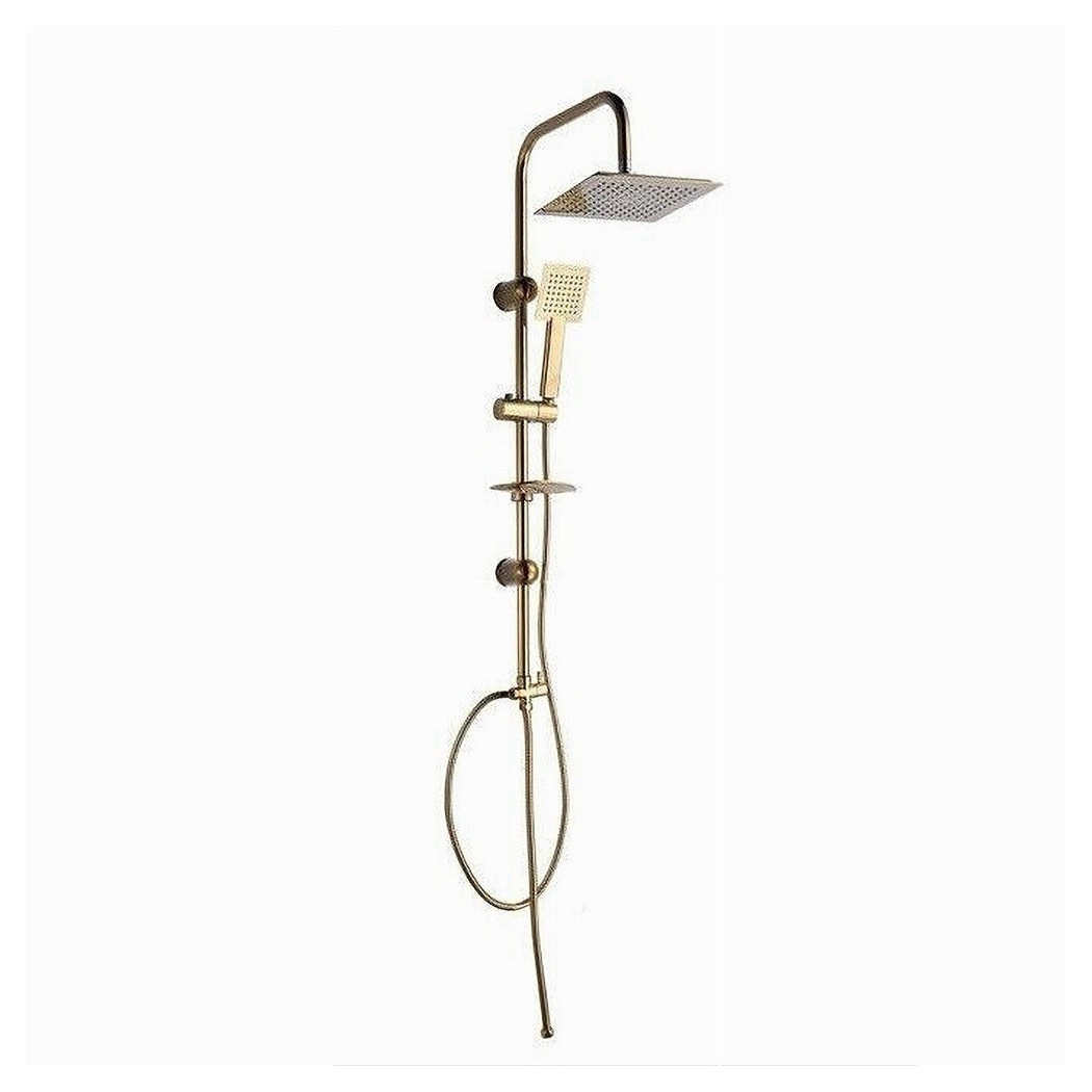 foto del prodotto trade shop saliscendi bagno colonna doccia miscelatore oro soffione quadrato doccetta 87305 