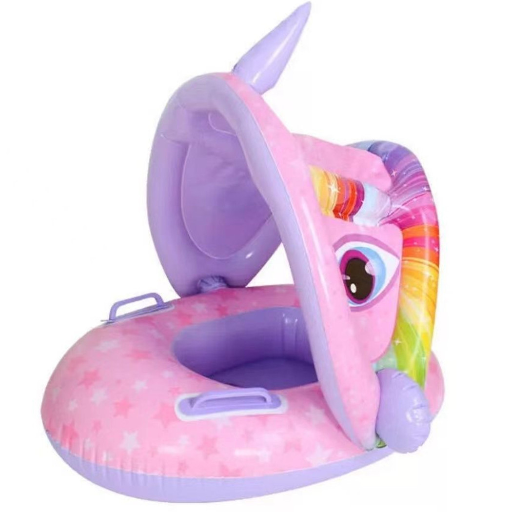 foto del prodotto trade shop salvagente a mutandina con cappottina 115x70cm unicorno gonfiabile bambine rosa 