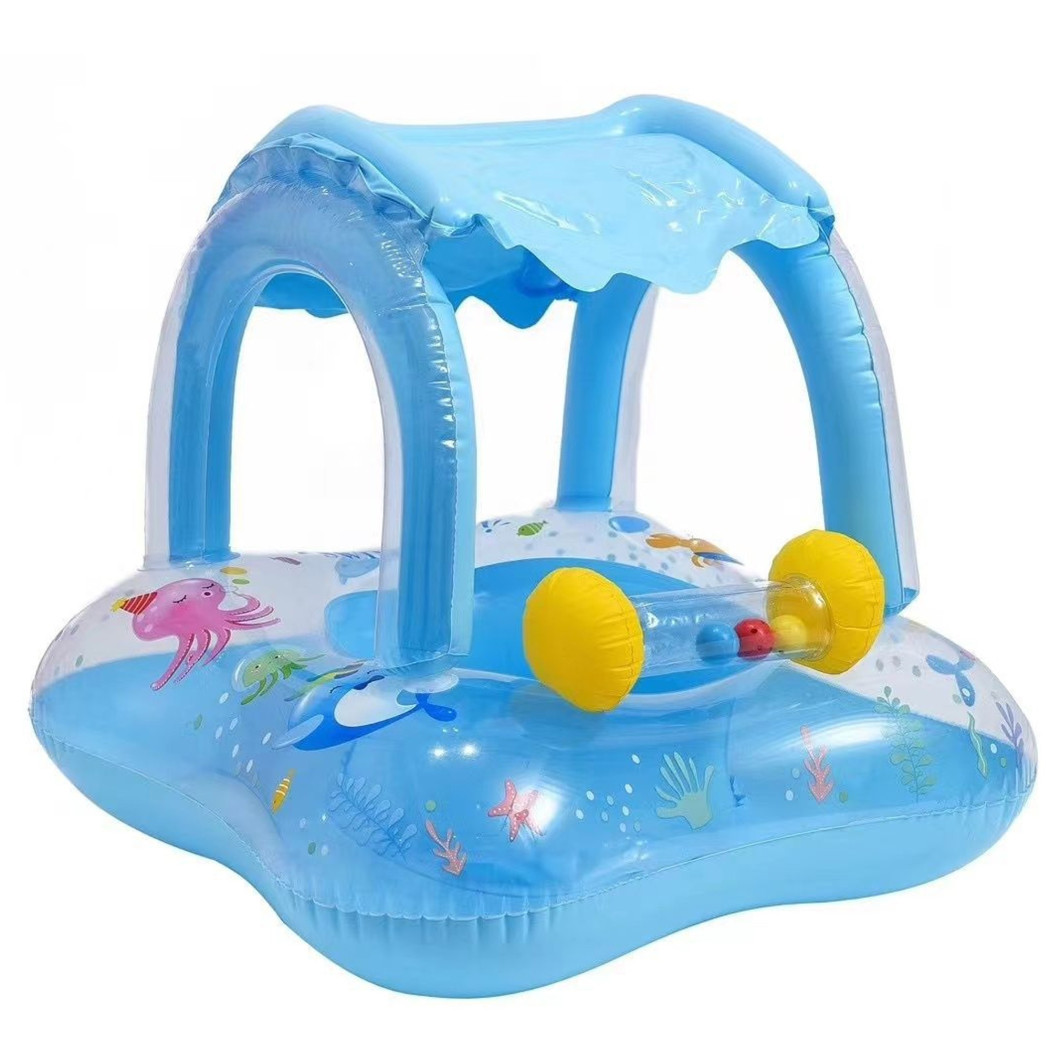 foto del prodotto trade shop salvagente con cappottina 90x70cm canotto gonfiabile canoa bambini azzurro 