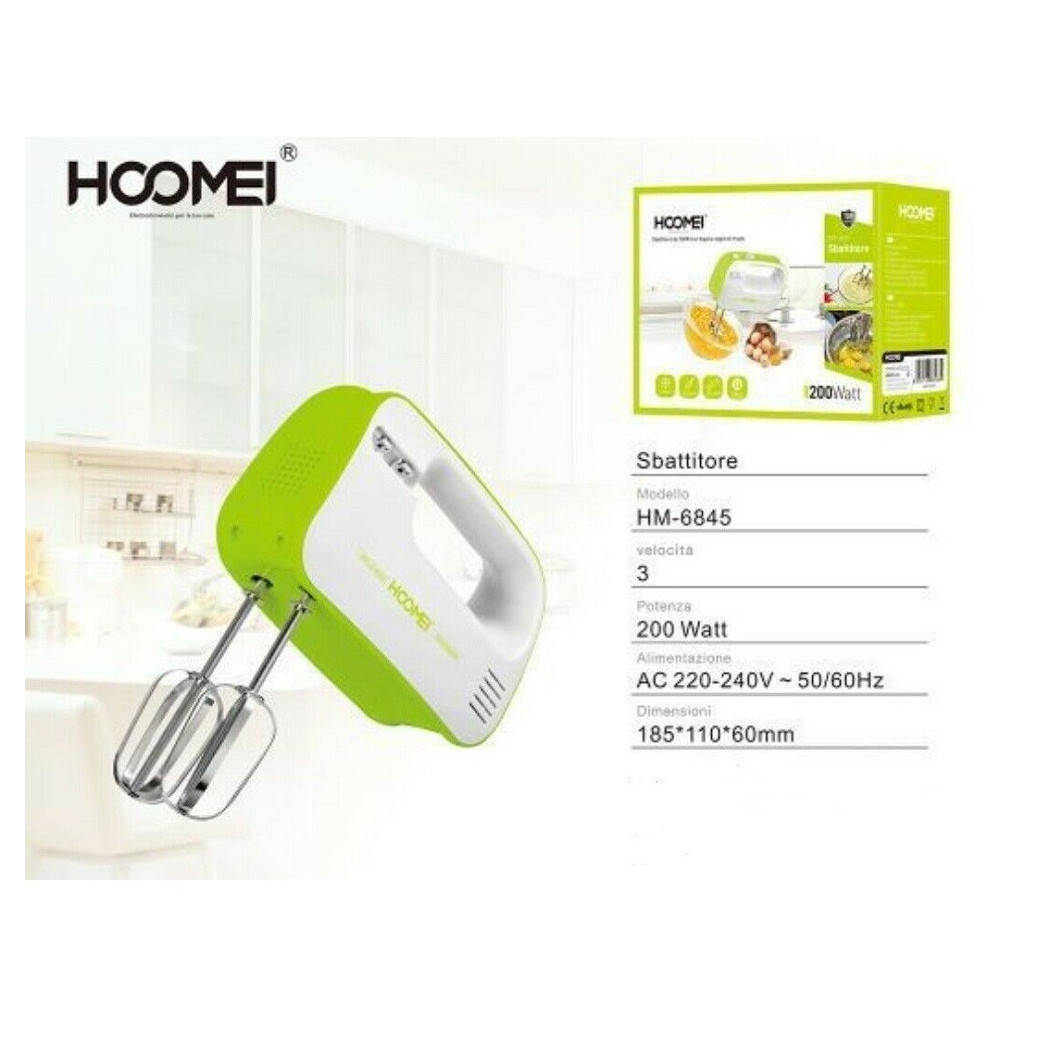 foto del prodotto trade shop sbattitore elettrico 200 watt frullatore impastatore 3 velocita 39 hoomei hm 6845 