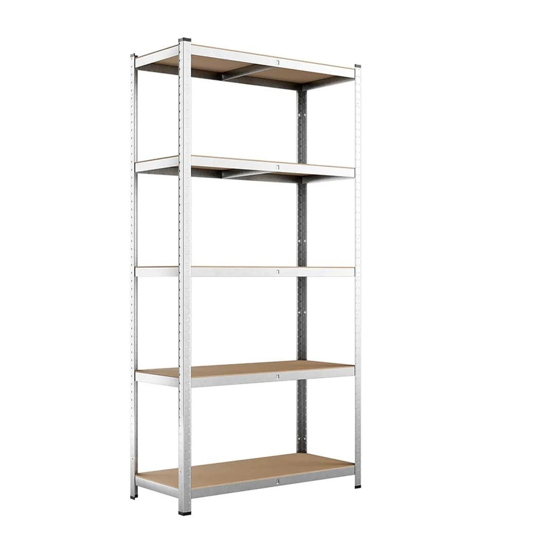 foto del prodotto trade shop scaffale metallo zincato 5 ripiani mdf scaffalatura carichi pesanti 180x120x45cm 