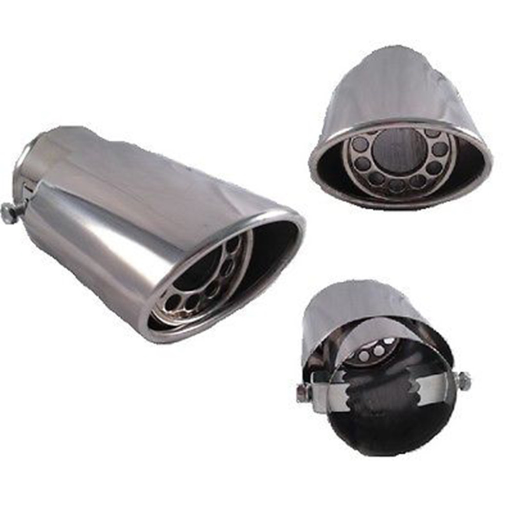 foto del prodotto trade shop scarico ovale sportivo codino marmitta terminale auto tuning acciaio cromato 