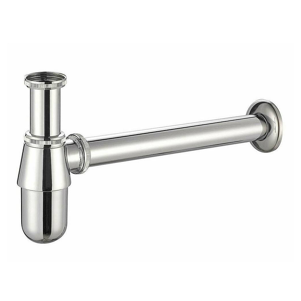 foto del prodotto trade shop scarico sifone a bottiglia lavandino sotto lavabo cromato 1 quot 1 4 con rosone 9373 