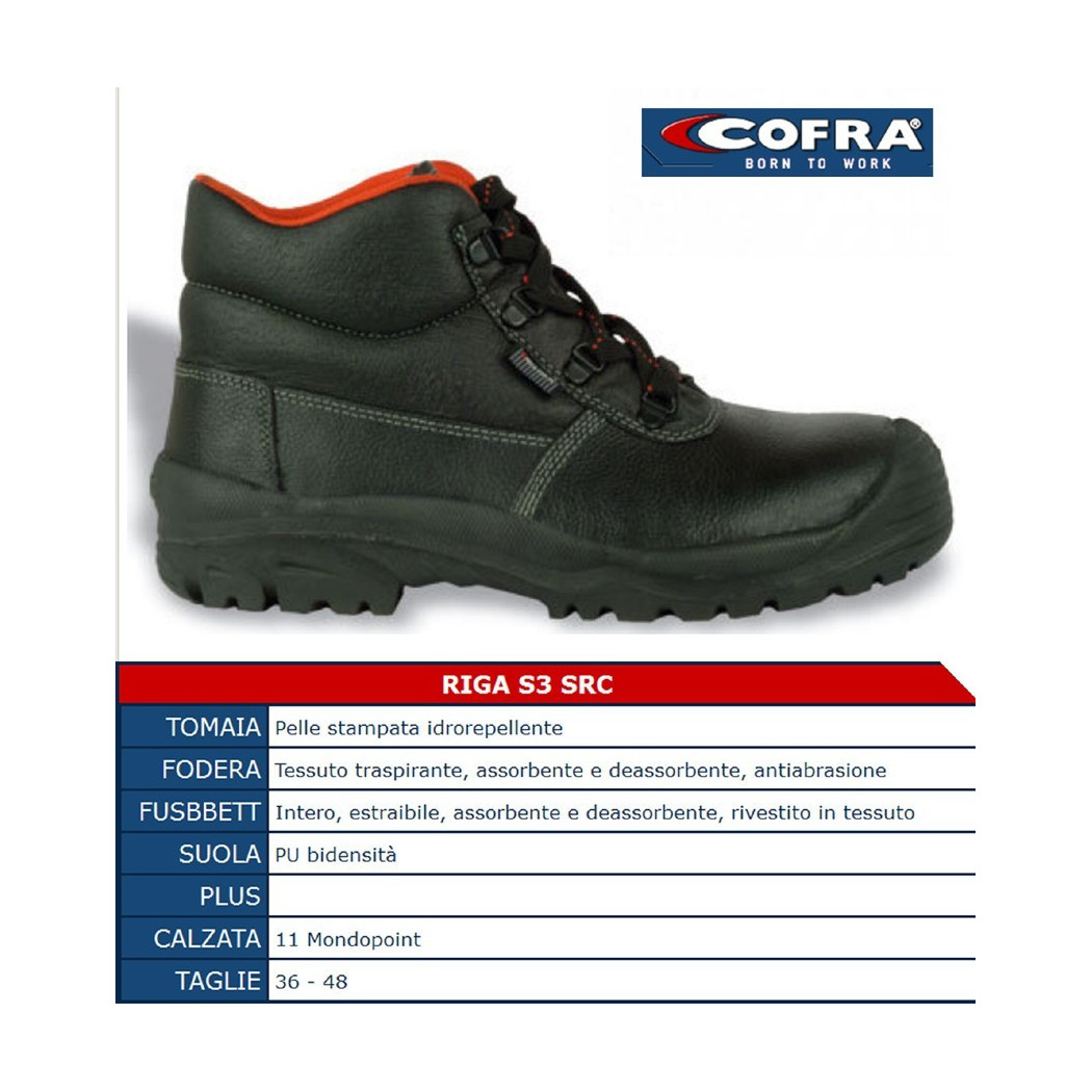 foto del prodotto trade shop - scarpe antinfortunistiche riga alta in pelle s3 src cofra linea first protettiva - 41