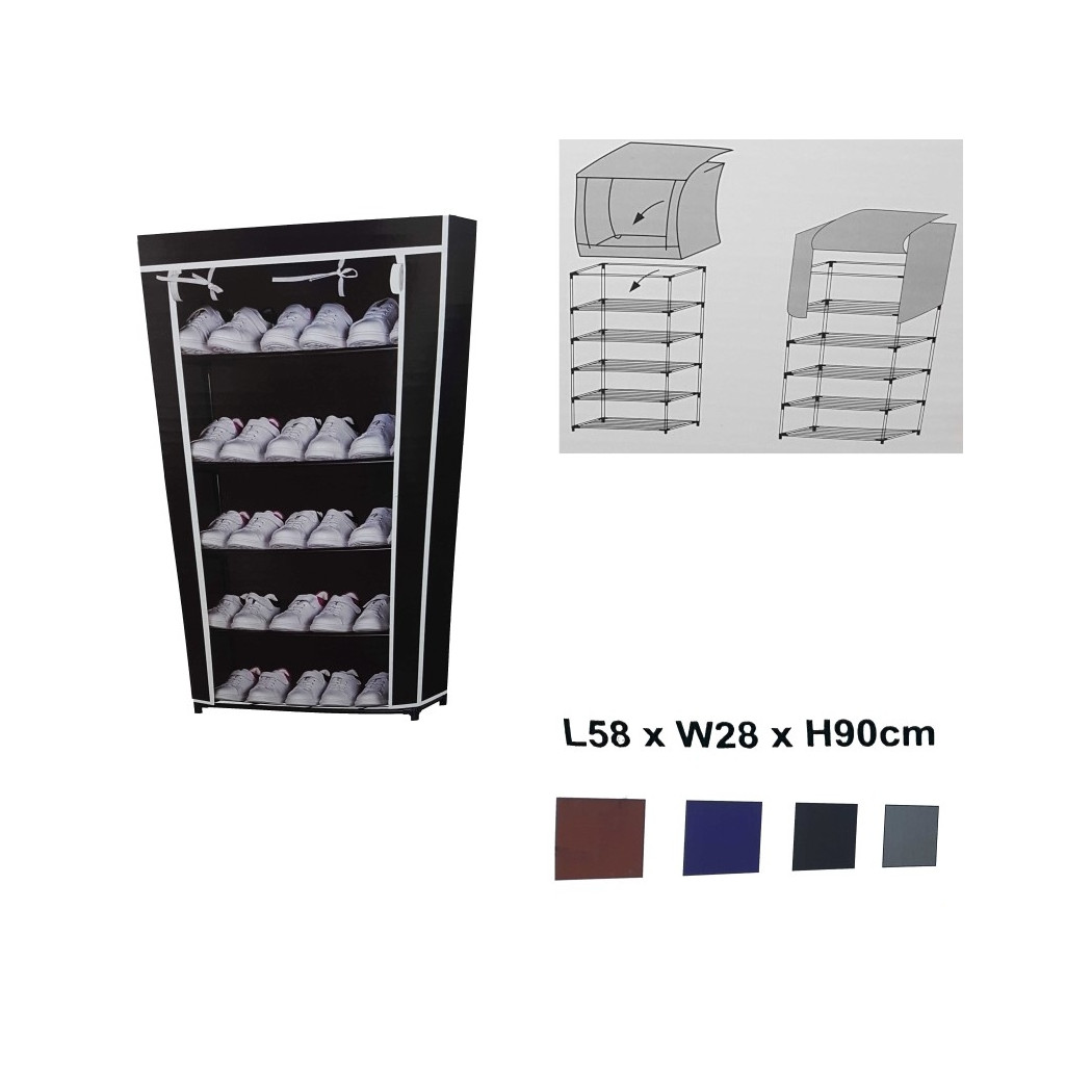 foto del prodotto trade shop scarpiera 5 ripiani salvaspazio copertura antipolvere 58x28x90cm organizer 