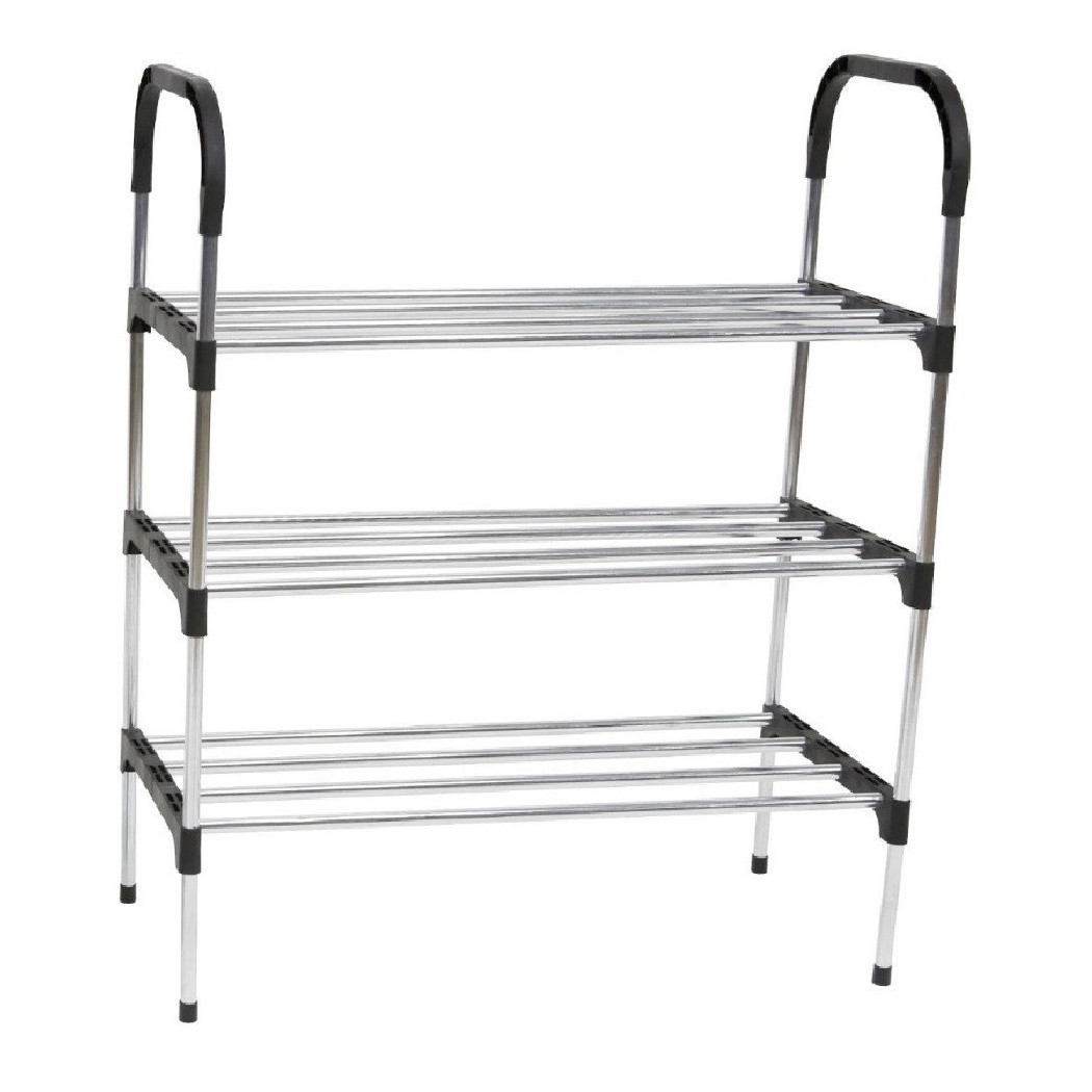 foto del prodotto trade shop scarpiera in metallo plastica 3 livelli 57x26x66cm salvaspazio porta scarpe casa 