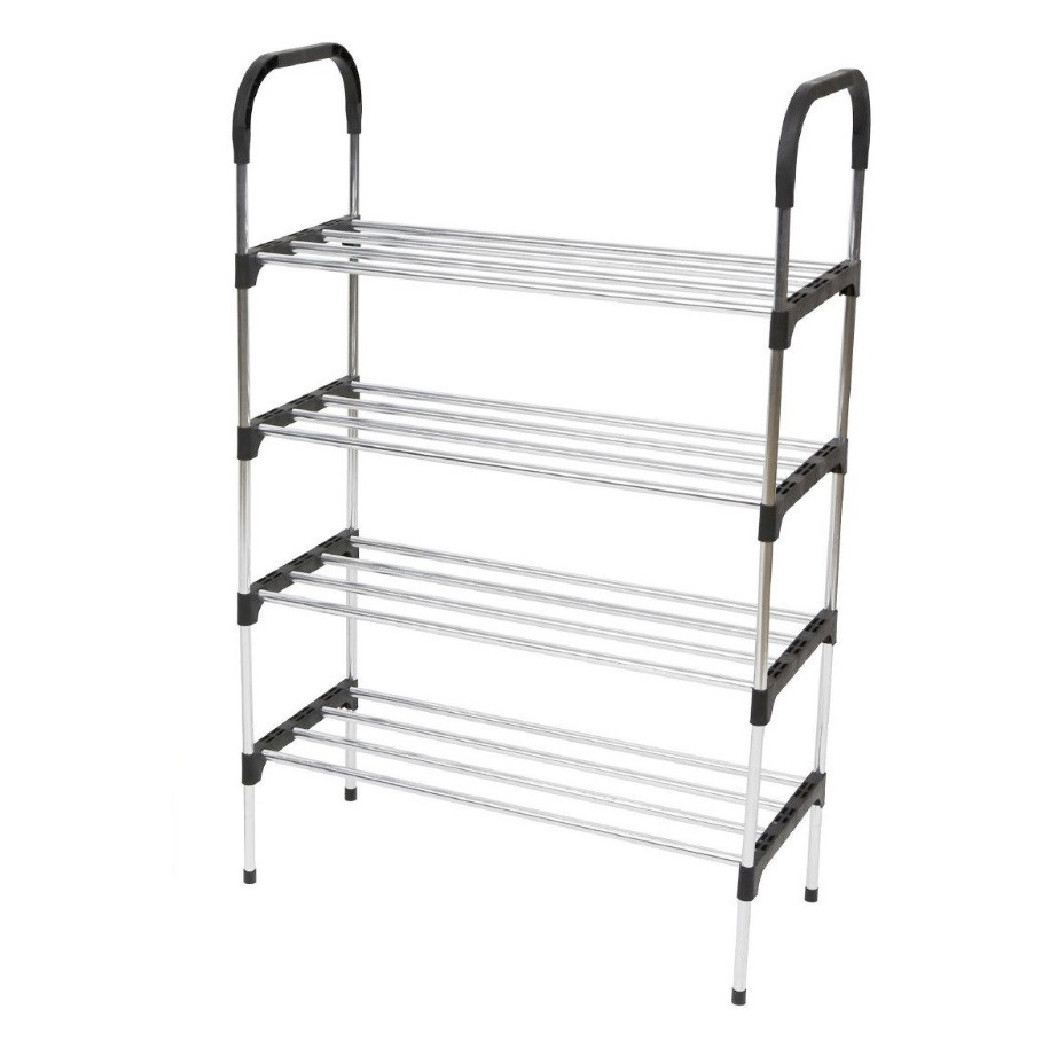 foto del prodotto trade shop scarpiera in metallo plastica 4 livelli 57x26x83cm salvaspazio porta scarpe casa 