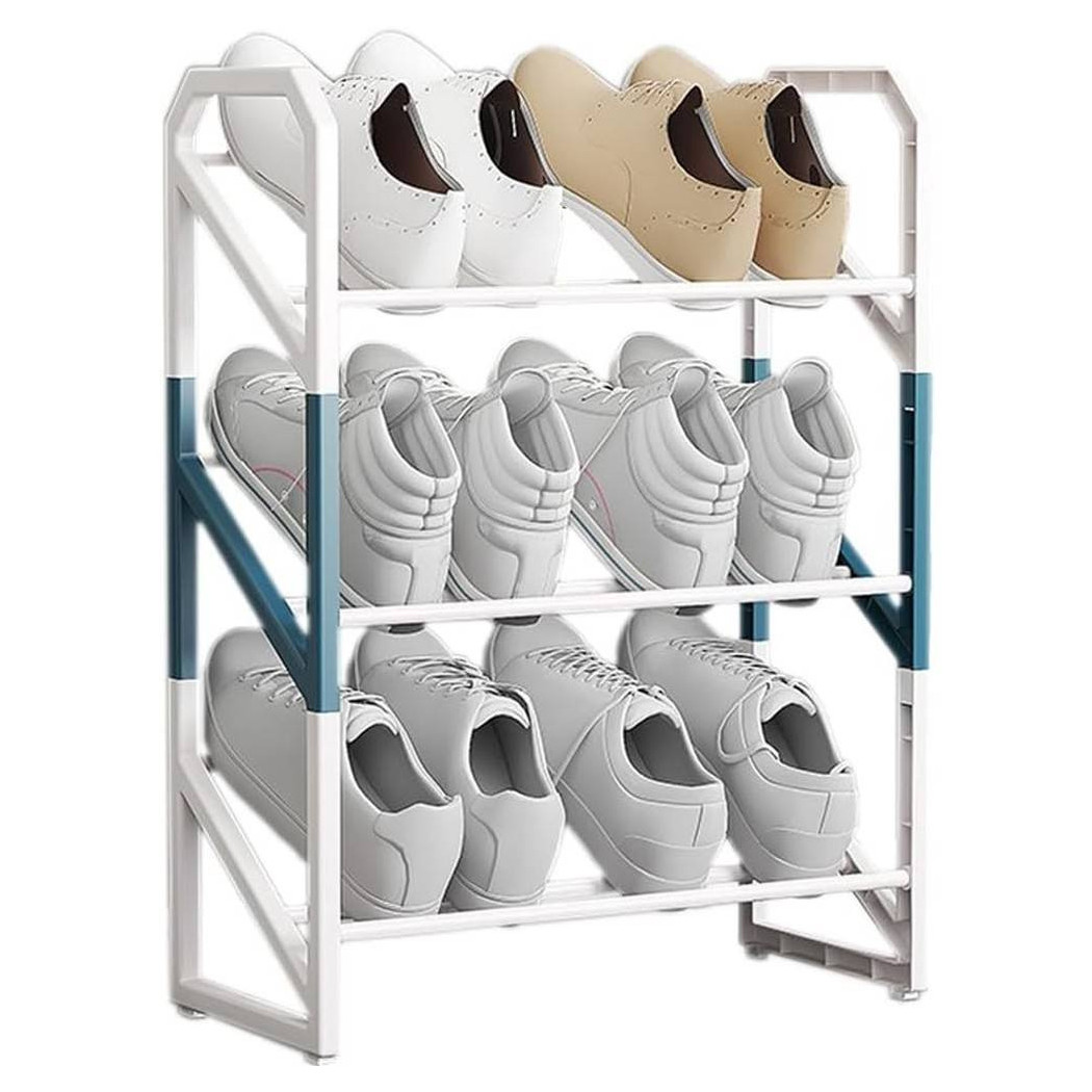 foto del prodotto trade shop scarpiera scaffale organizer salvaspazio a 3 ripiani scarpe impilabile 53x45x18c 