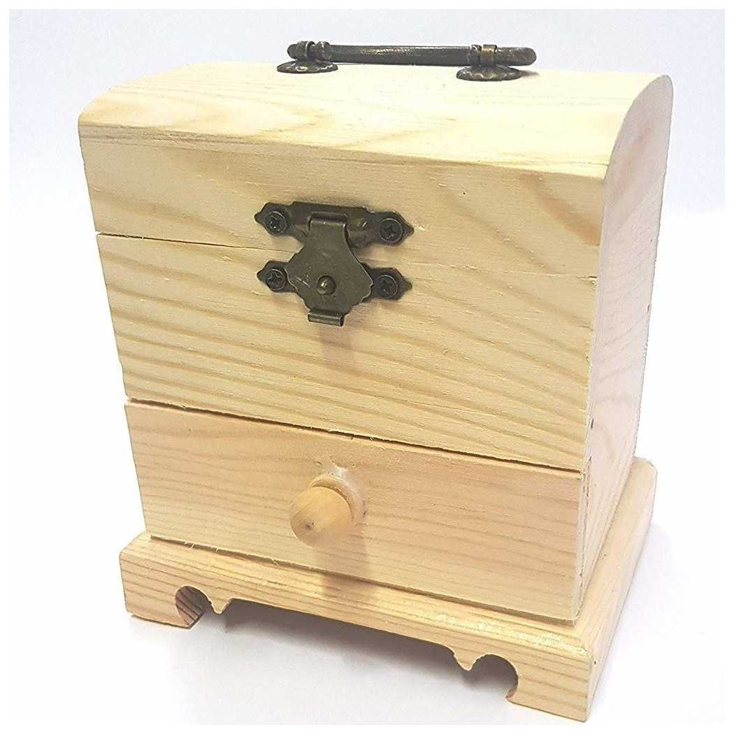 foto del prodotto trade shop scatola baule legno cassetto 64889 portagioie 11x10.5x8cm cassettiera 