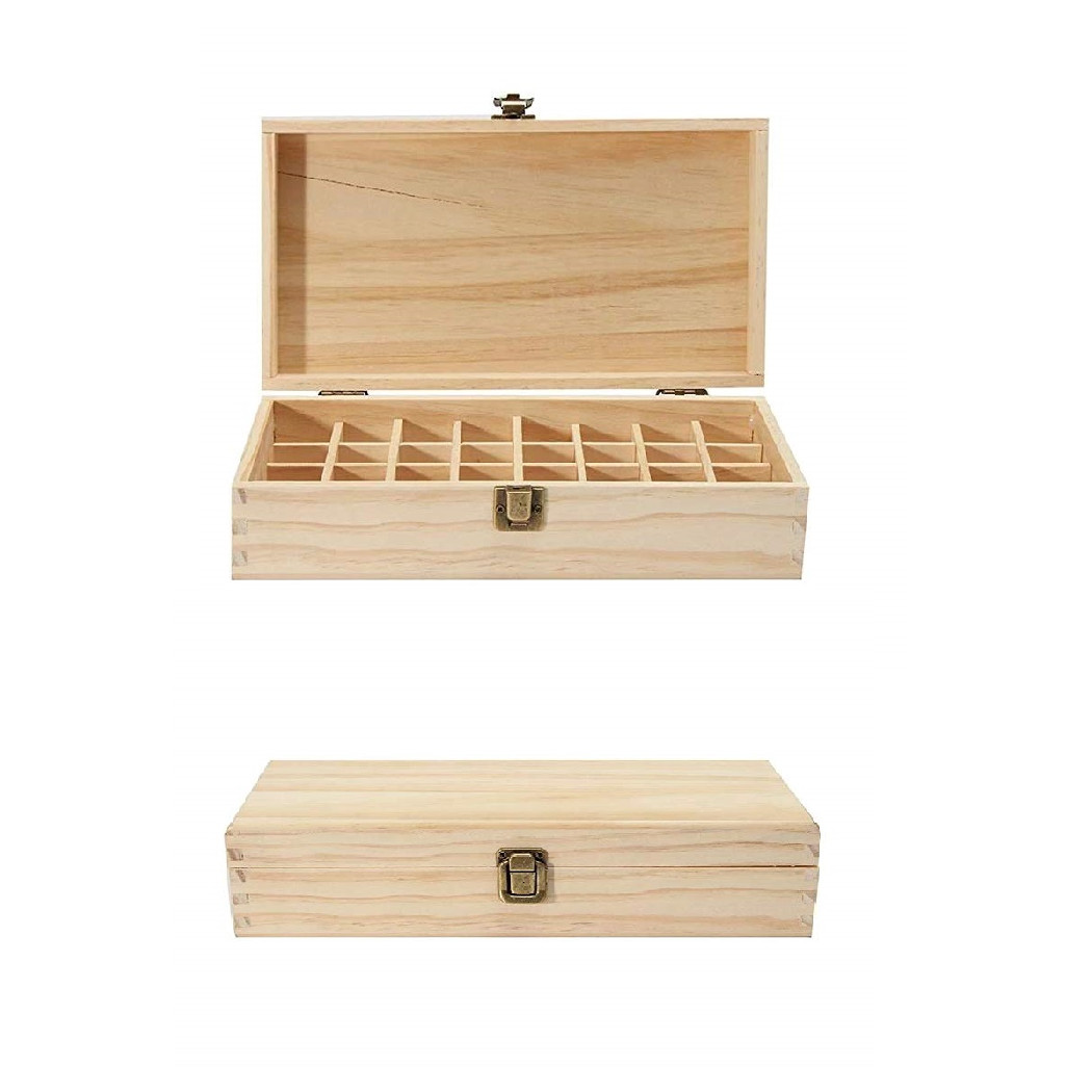 foto del prodotto trade shop scatola cassettiera legno porta oli 18 scomparti cofanetto minuterie portagioie 