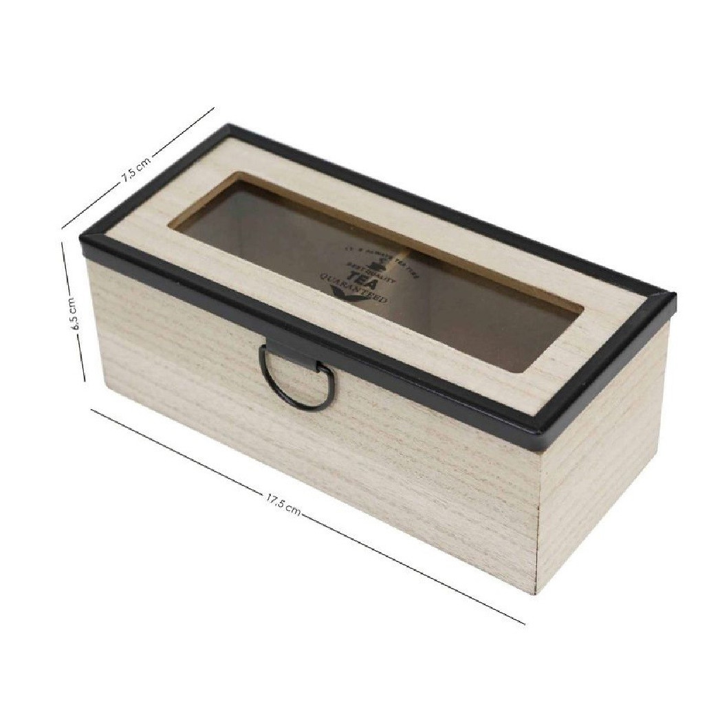 foto del prodotto trade shop scatola contenitore in legno per t con bacheca 2 posti scomparti vetrina 219598 