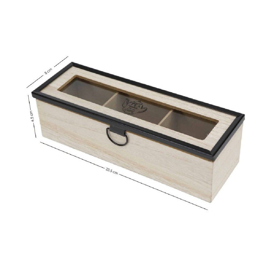 foto del prodotto trade shop scatola contenitore in legno per t con bacheca 3 posti scomparti vetrina 219600 