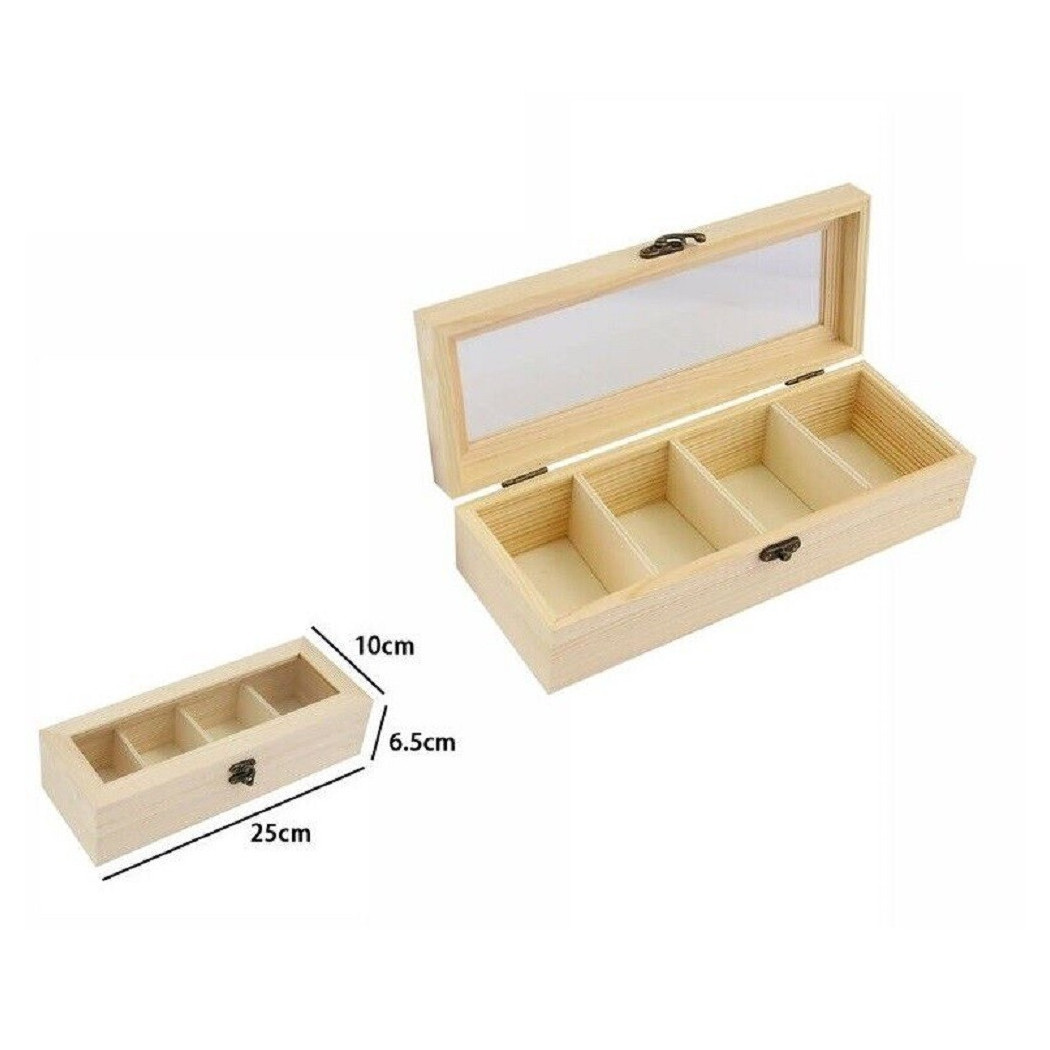 foto del prodotto trade shop scatola portagioie in legno con bacheca 4 posti scomparti vetrina 74025a ly 1517 