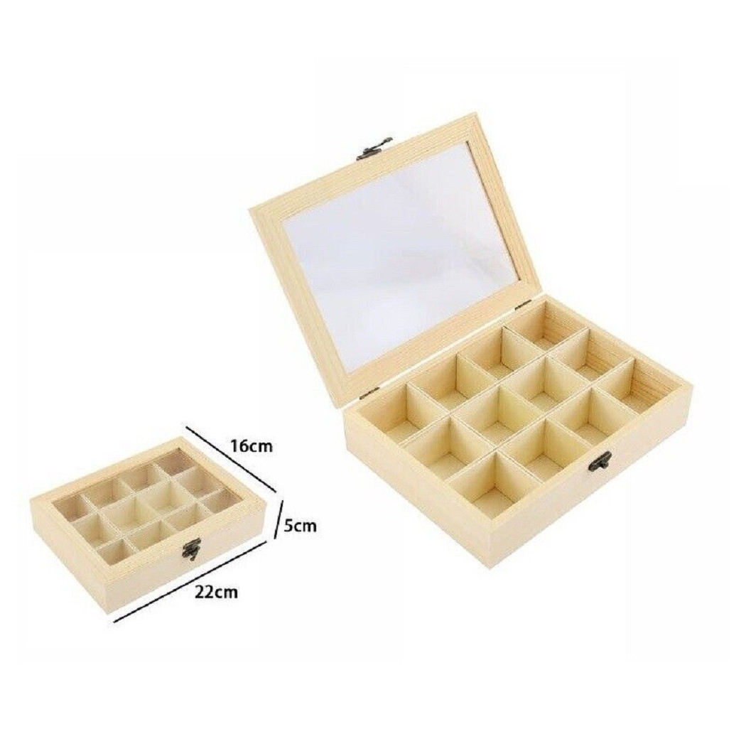 foto del prodotto trade shop scatola portagioie legno con bacheca 12 posti scomparti vetrina 74026a ly 10626 