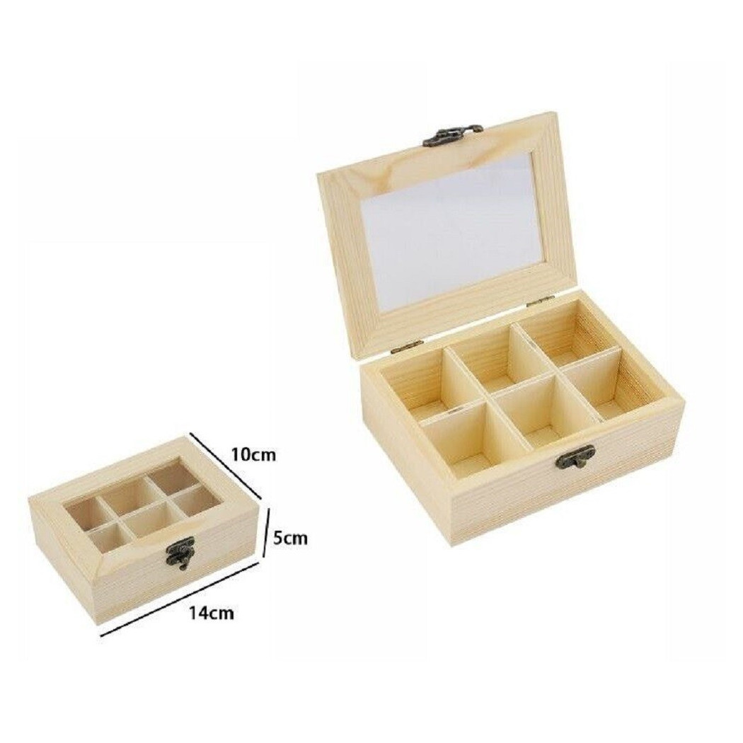 foto del prodotto trade shop scatola portagioie legno con bacheca 6 posti scomparti vetrina 74024a ly 10627 