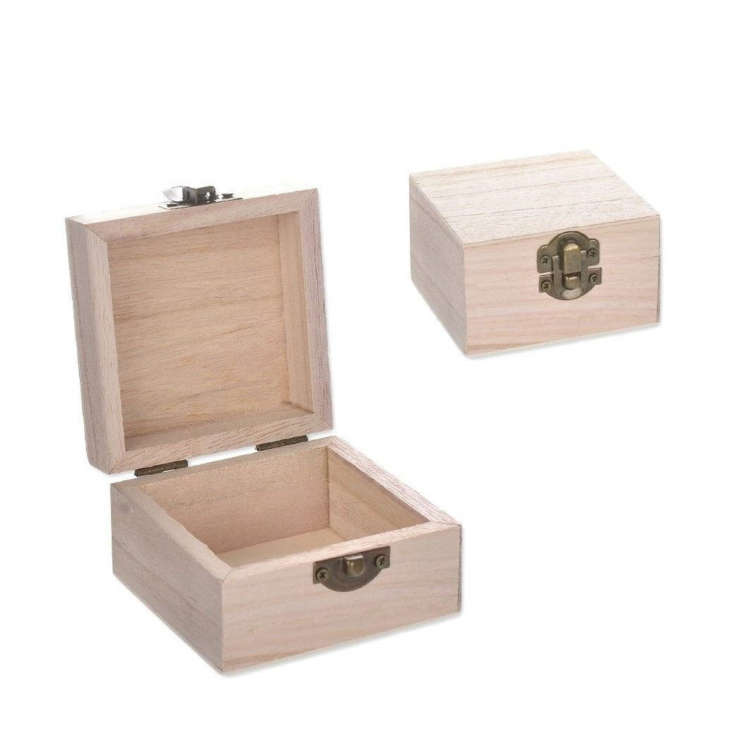foto del prodotto trade shop scatole baule scatola 2 pezzi legno 59721 quadrato gioie 8x8x5 cm decoupage 